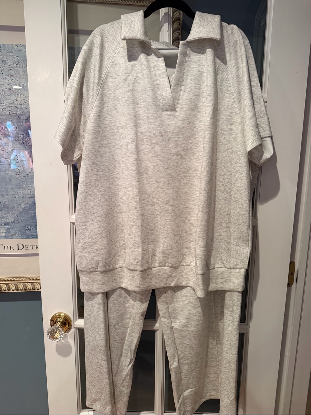 Source Unknown Light Gray Track Set - Short Sleeve Top & Jogger Pants